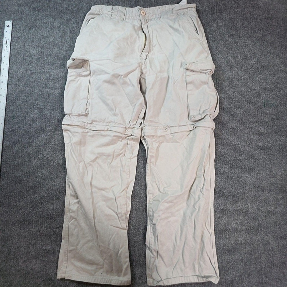 Rusty Cargo Pants Mens 33x30 Beige Convertible Relaxed Fit Travel Hiking Pockets